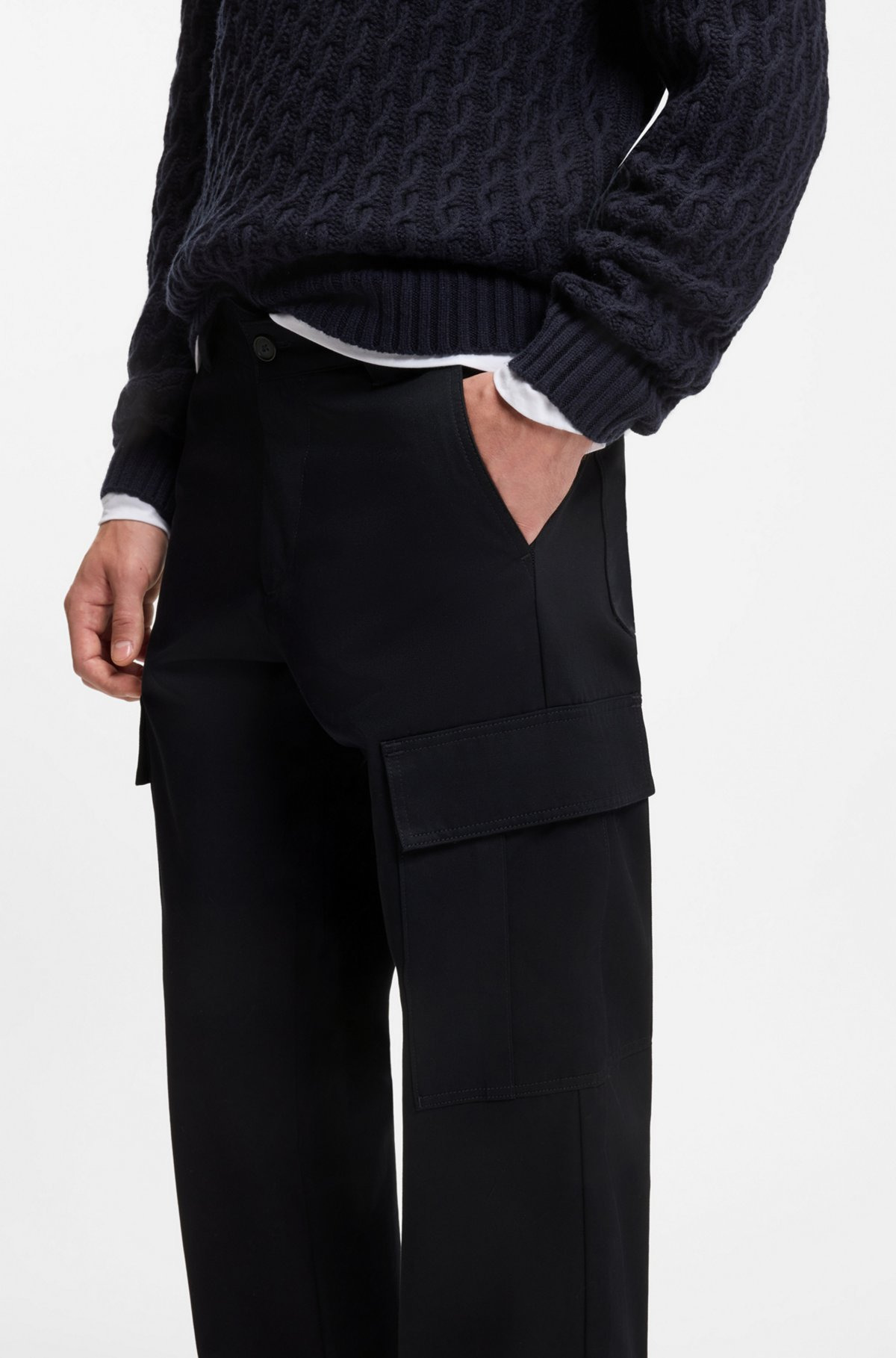 BECKHAM X BOSS CARGO TROUSERS IN MICRO-PATTERNED COTTON - 5