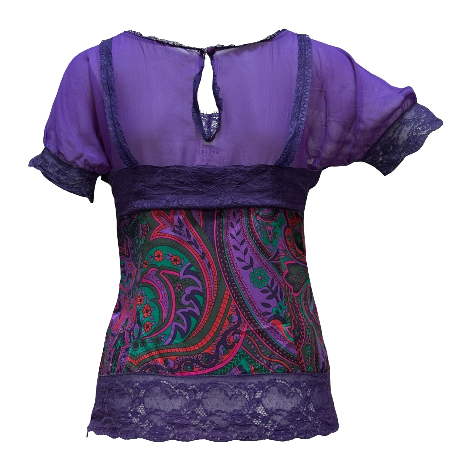 D&G - D&G Fall Winter 2004 Paisley Print Lace Trim Top - 2