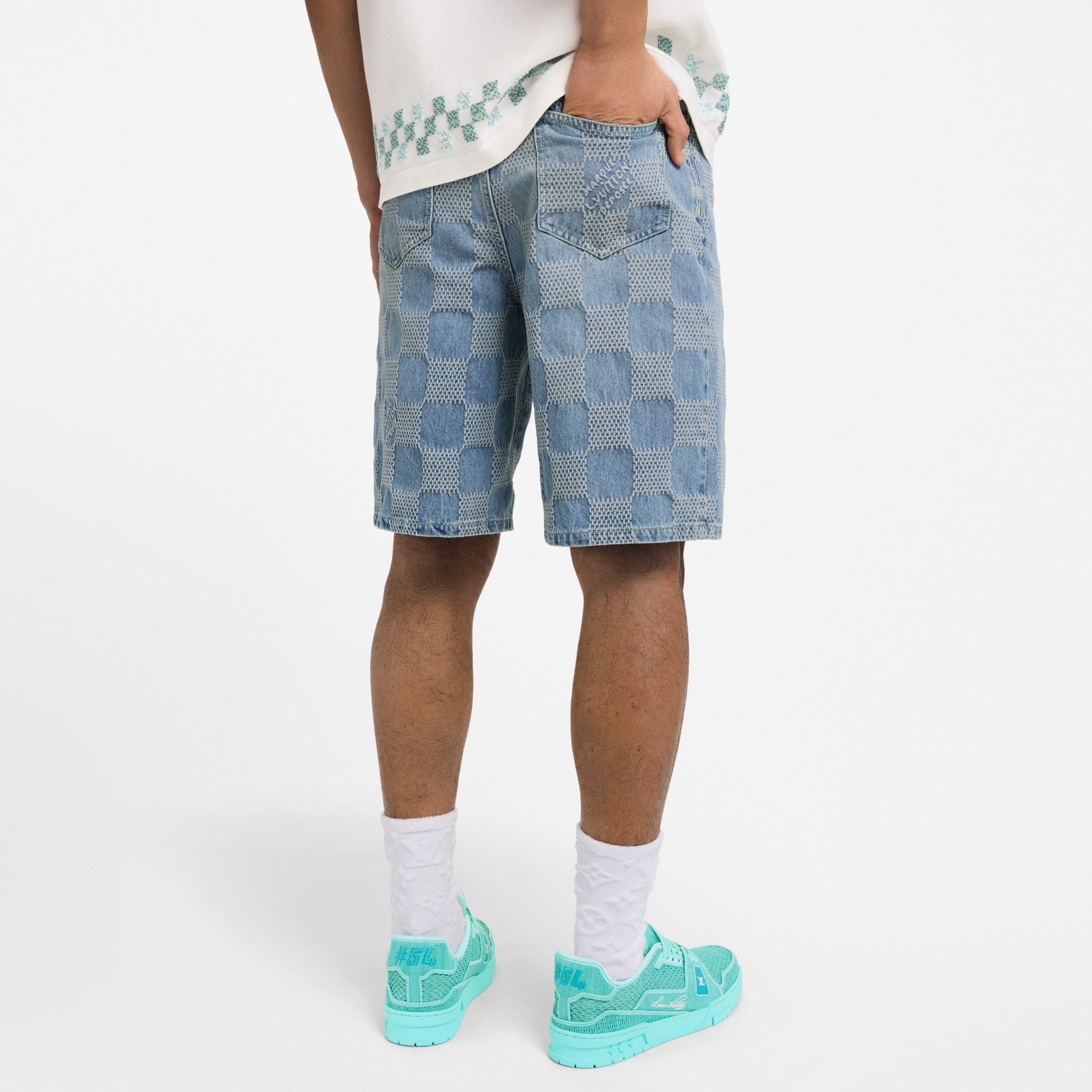 Damier 3D Light Denim Shorts - 3