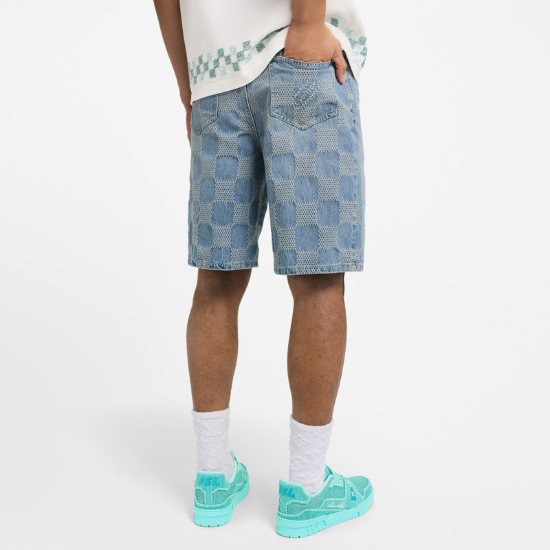 Damier 3D Light Denim Shorts 3