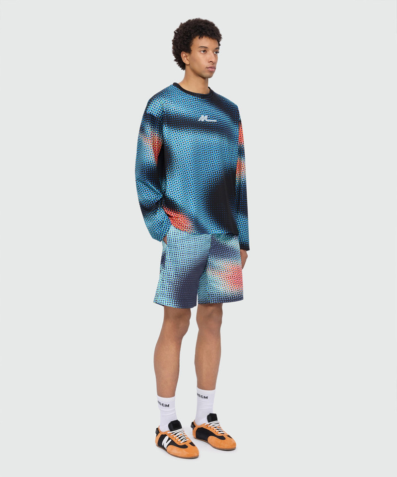 Multicolor long-sleeve technical pique T-shirt with raised logo on front and back 4