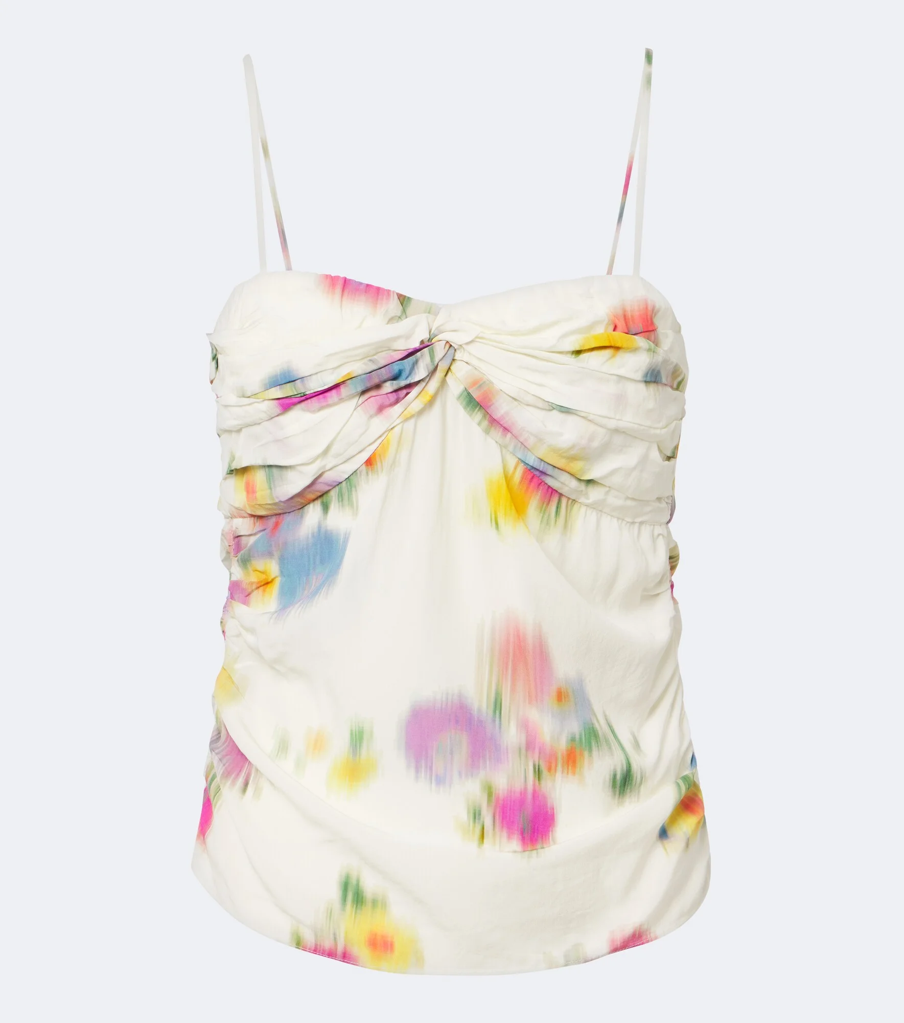 Floral gathered satin top - 1