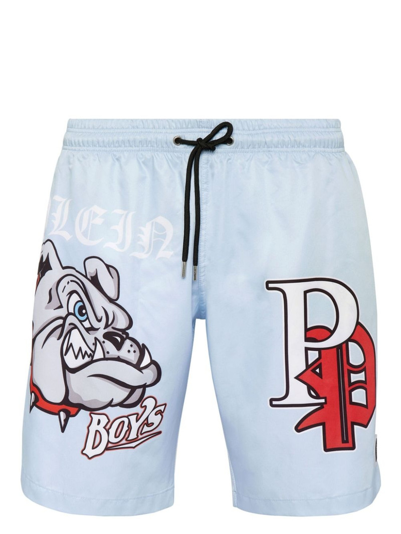 Bulldogs-print swim shorts 1