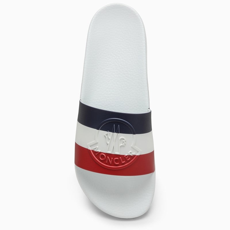 Moncler White Basile Slide With Tricolour Band And Logo Men - 3