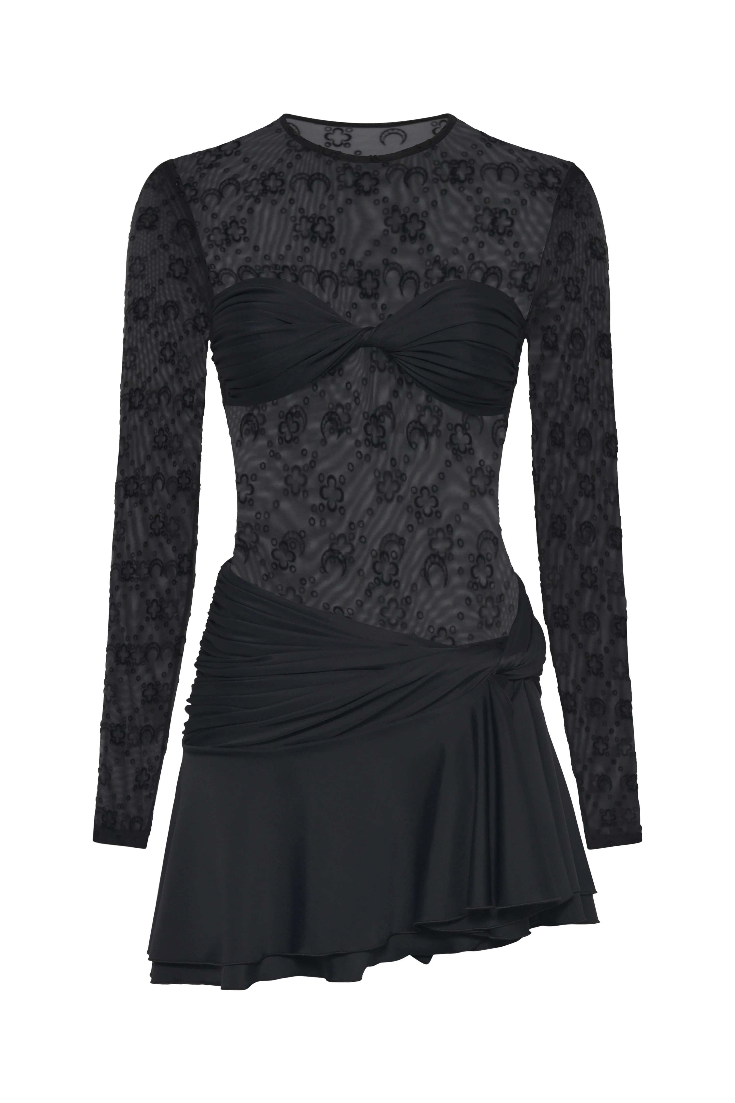 Moonogram mesh flock ruffles mini dress - 1