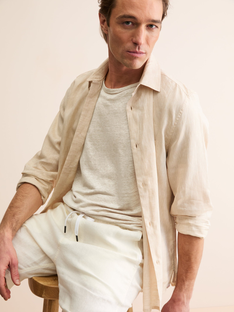 Derek Rose Men's T-Shirt Jordan Linen Beige outlook