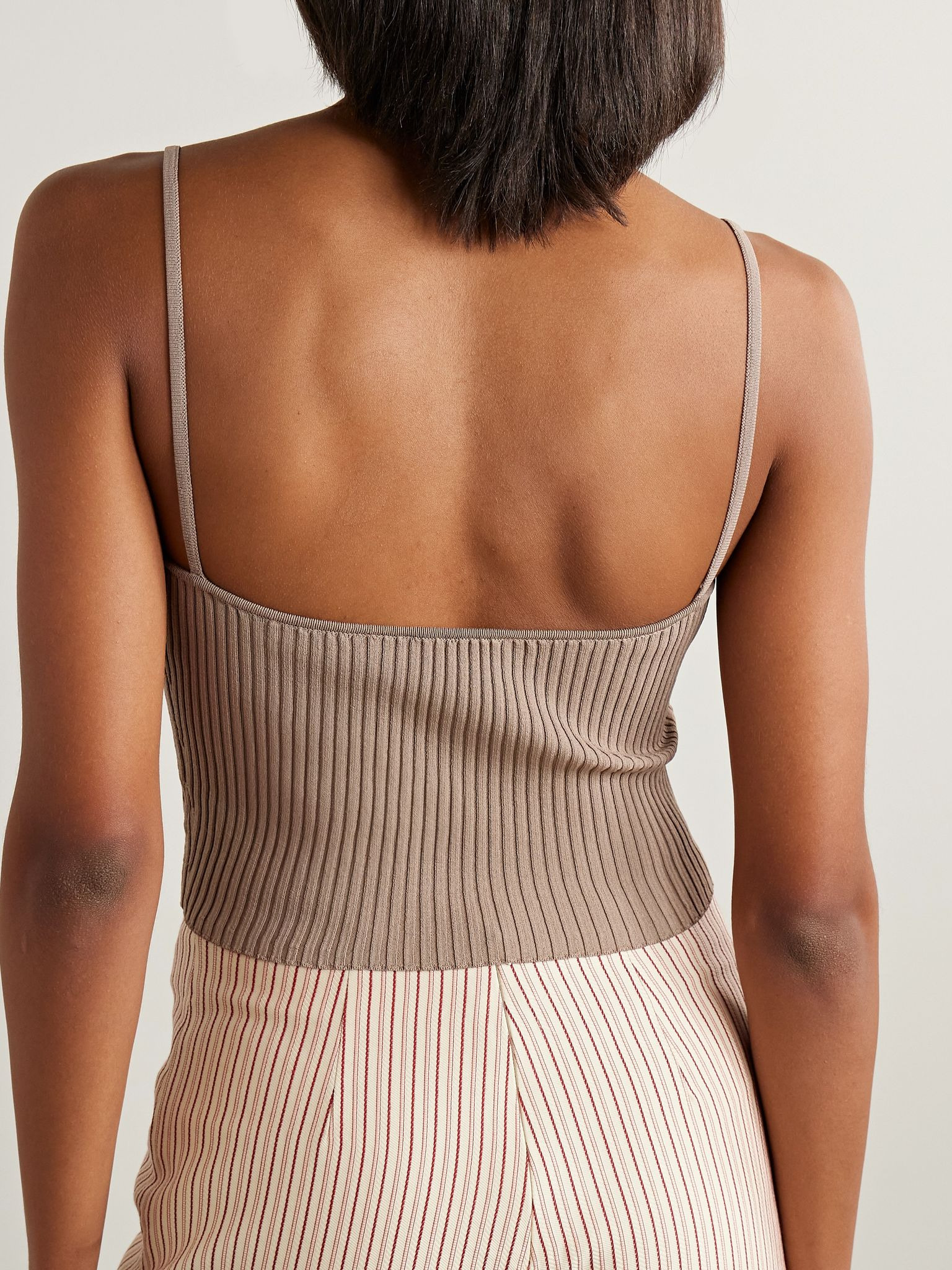 Soleil ribbed-knit tank Taupe - 3
