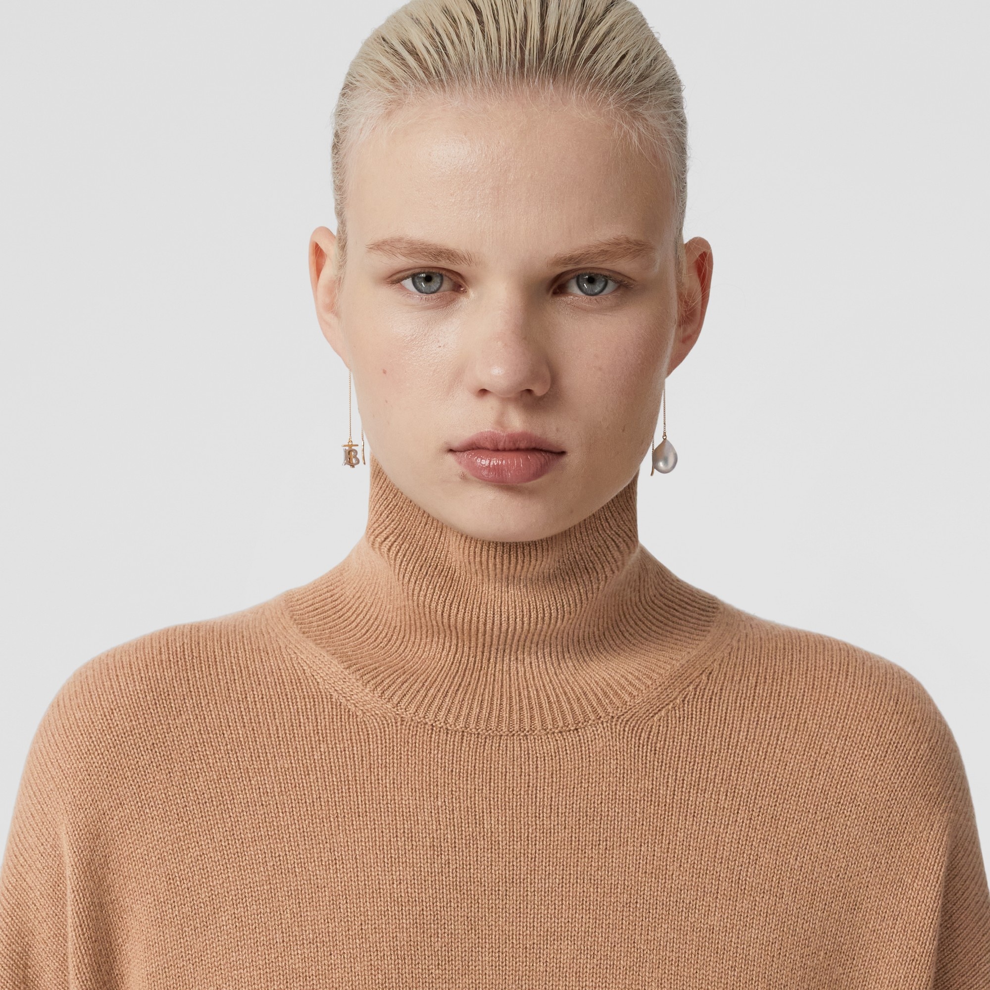 Monogram Motif Cashmere Funnel Neck Sweater - 3