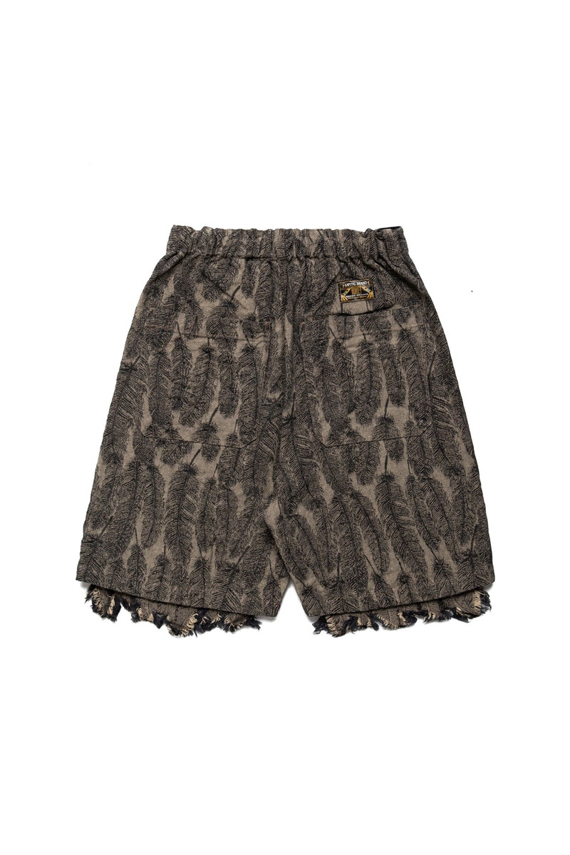 Kapital 12oz MAGPIE Denim W-Knee EASY Shorts - Black x Beige outlook