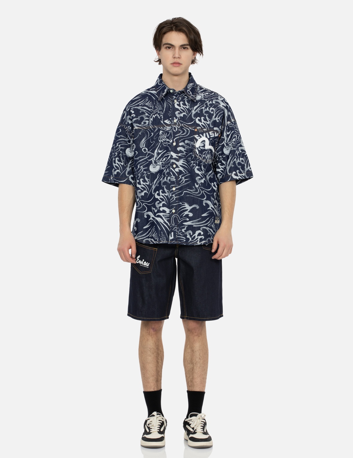 MULTI-POCKET RELAX FIT DENIM SHORTS - 6