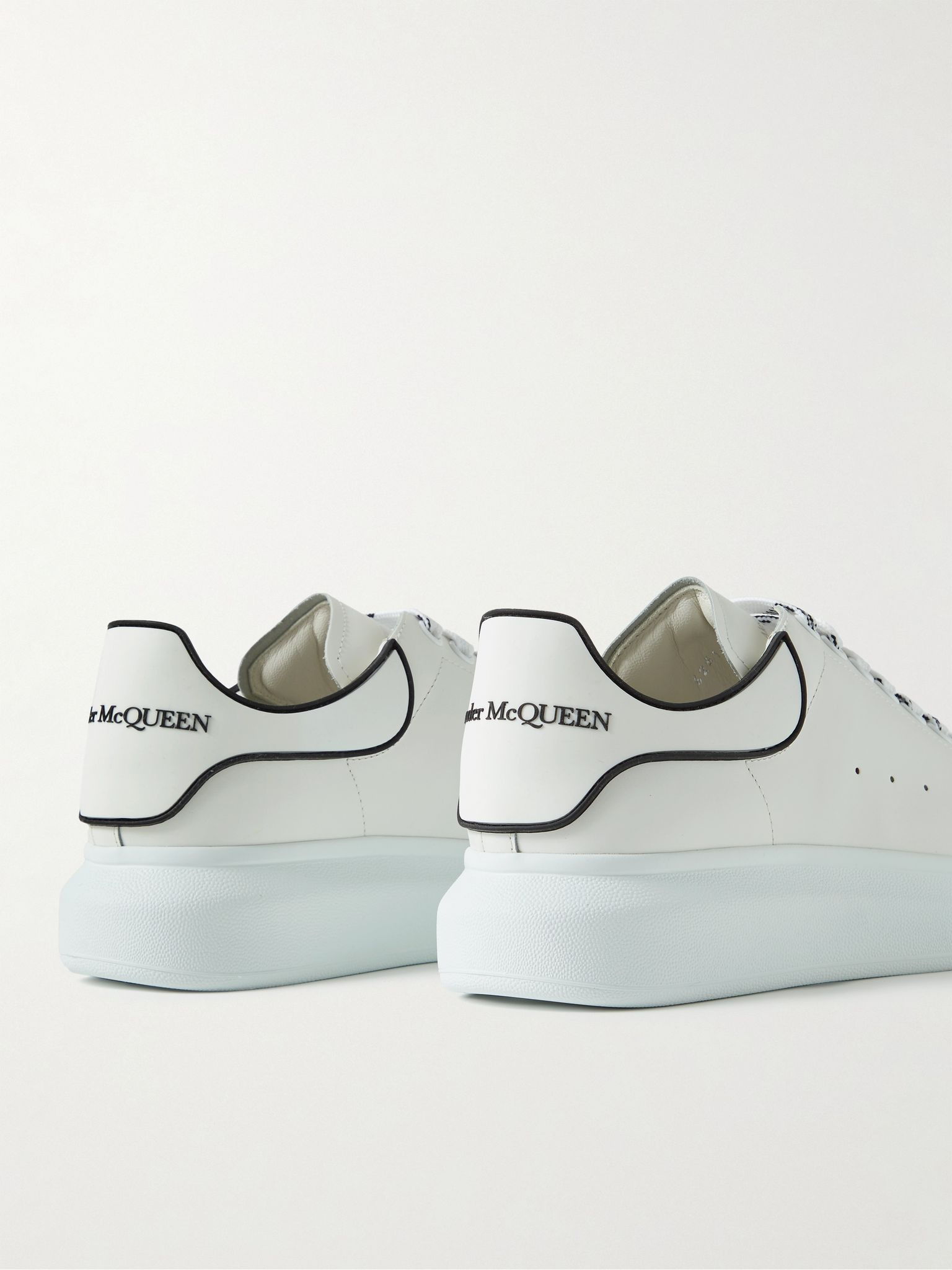 Exaggerated-Sole Rubber-Trimmed Leather Sneakers White - 3
