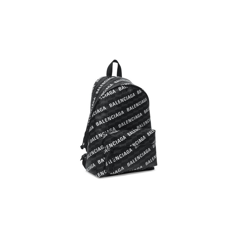 BALENCIAGA Men's Signature Medium Backpack Bb Monogram Coated Canvas And Allover Logo in Black outlook