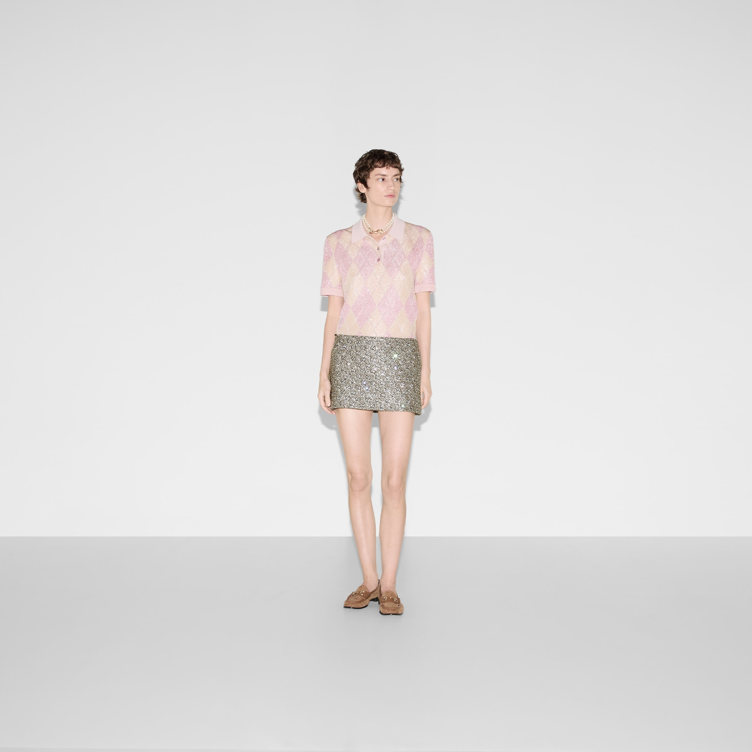 Embroidered GG wool tweed mini skirt - 2