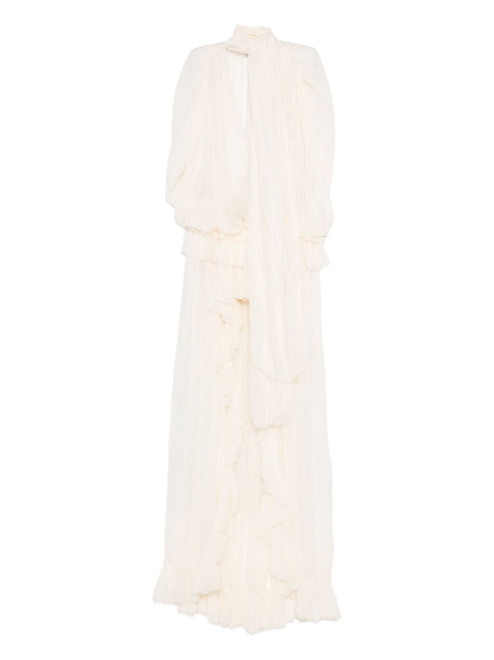 pleated ruffled asymmetric day dress - 1