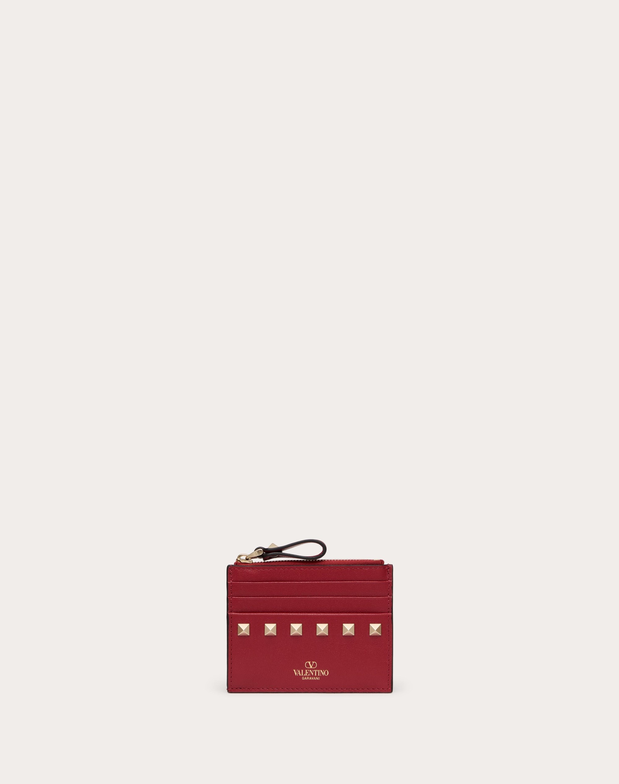 ROCKSTUD CALFSKIN CARDHOLDER WITH ZIPPER - 1