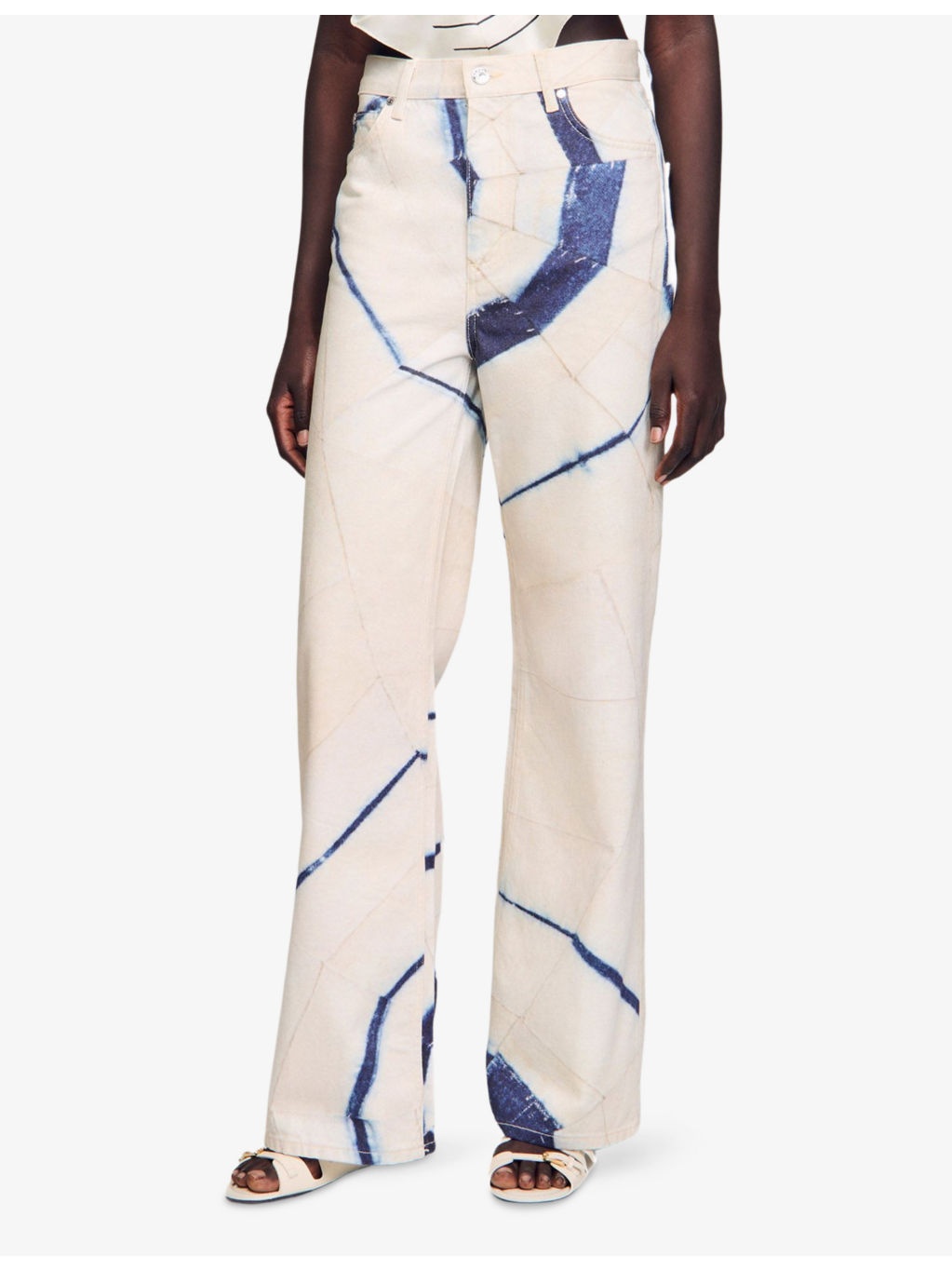 Tie-Dye Spiral-Print Wide-Leg Denim Jeans - 3