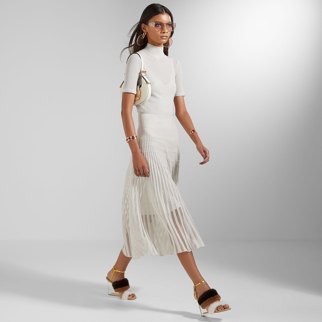 White mink high-heeled sandals - 5