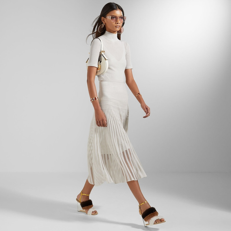 FENDI White mink high-heeled sandals outlook