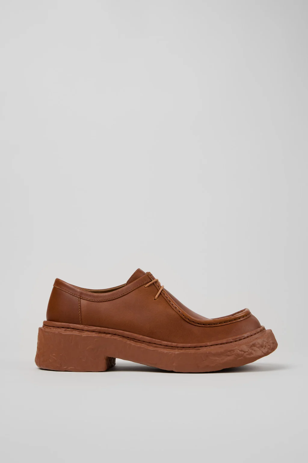 Brown Leather Lace-Up Shoes - 1
