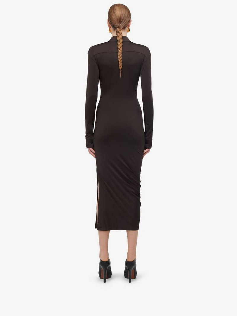 Women's Fitted Shirt Dress in Ebony 4