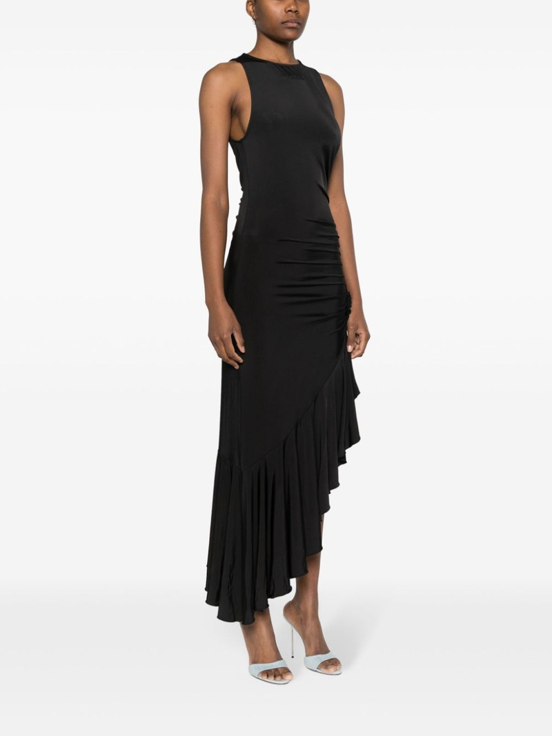 gathered asymmetric midi dress 3