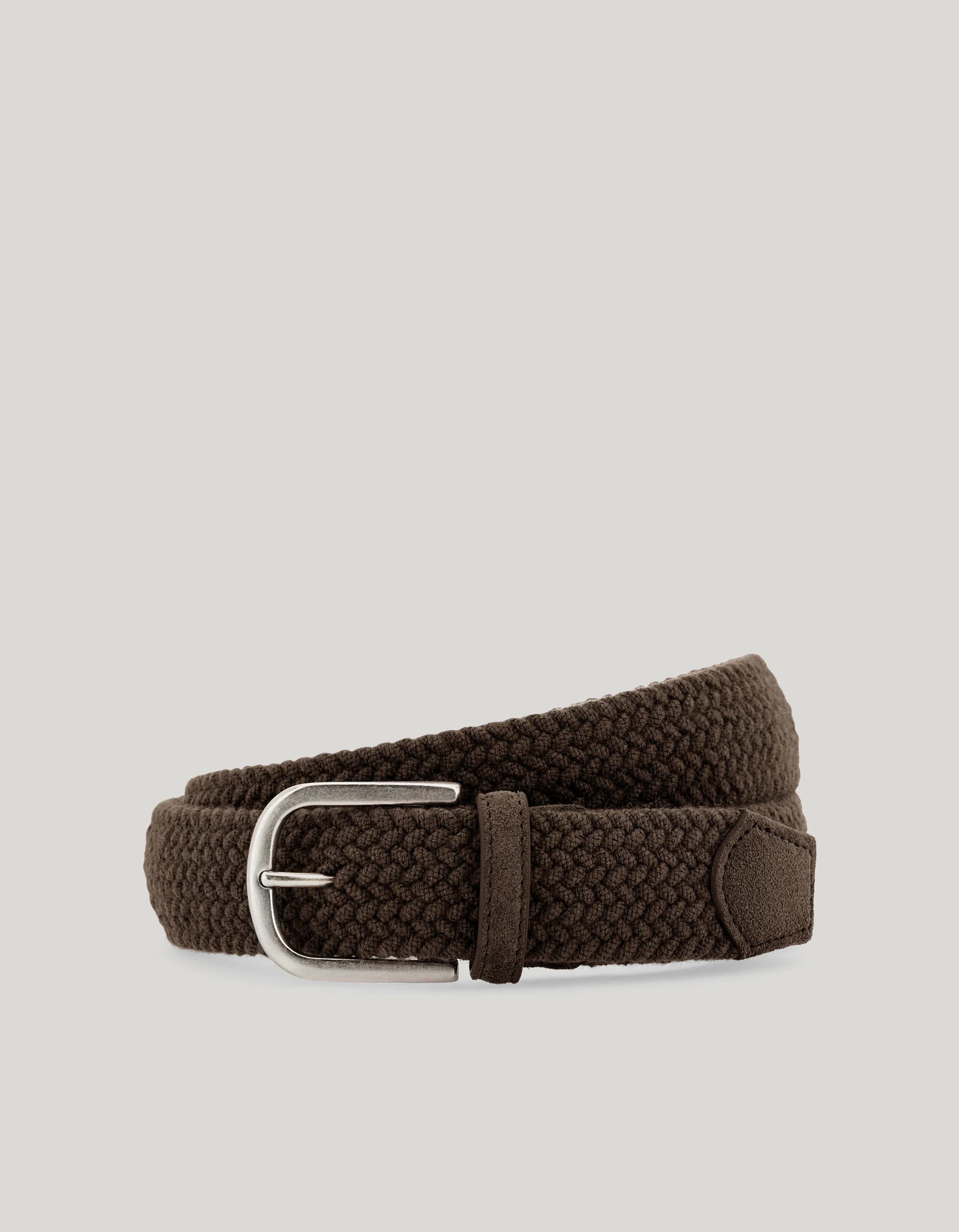 DARK BROWN LEATHER AND WOOL BRAIDED BELT - 1