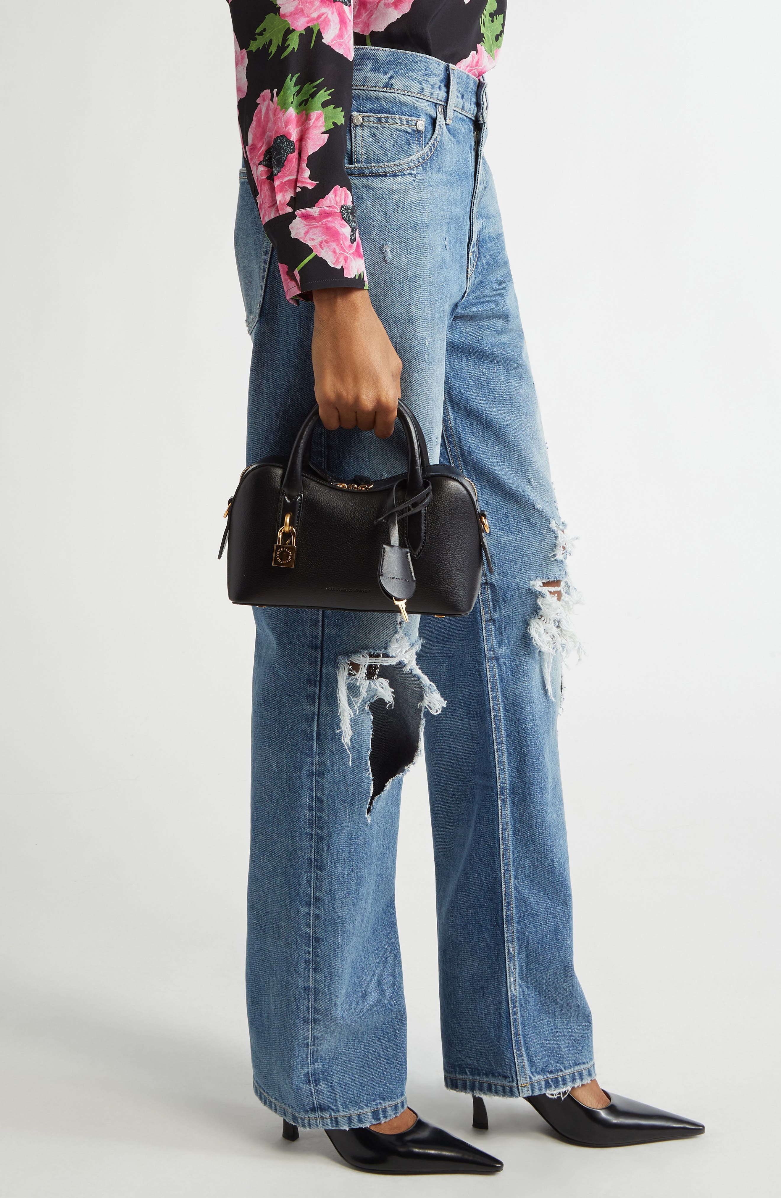 Stella McCartney Ryder Faux Leather Satchel in Black at Nordstrom - 3