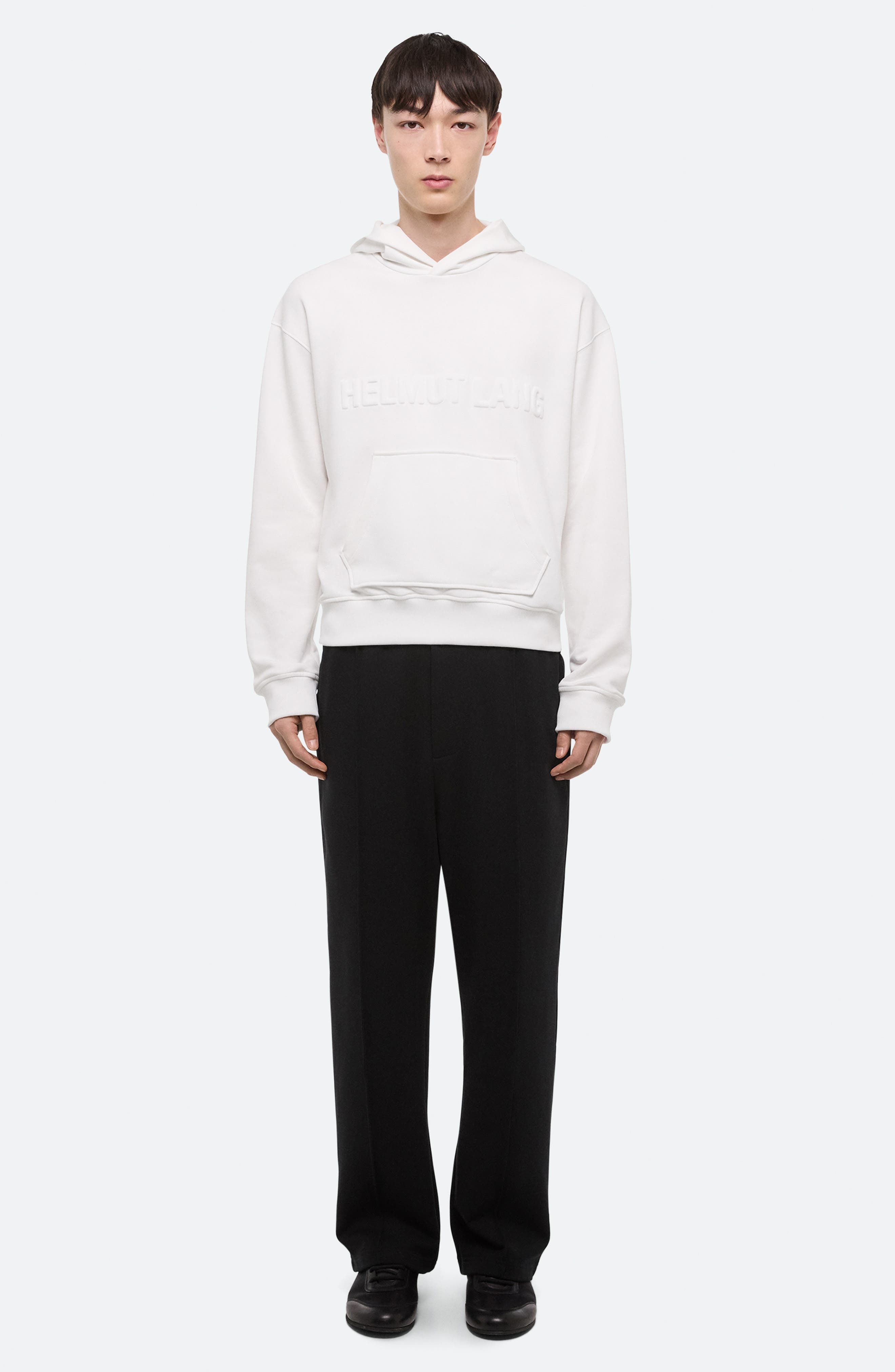 Helmut Lang Embossed Studio Logo Hoodie in White at Nordstrom - 5