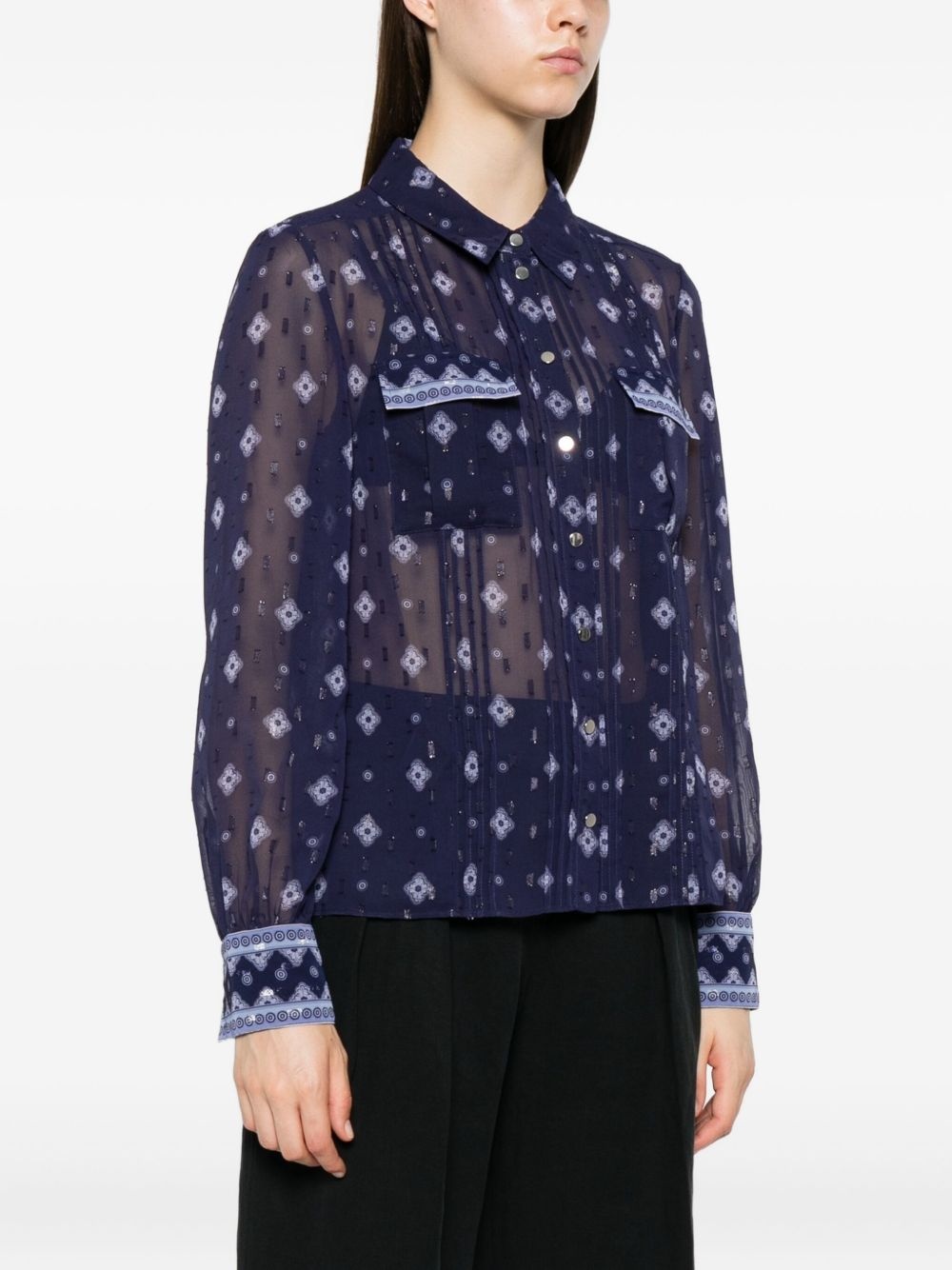 patterned chiffon blouse - 3