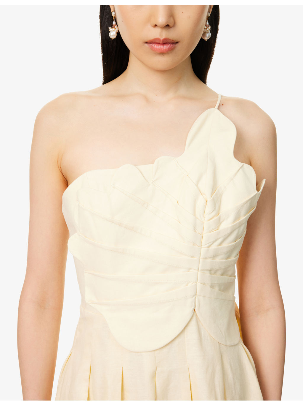 Lea One-Shoulder Linen-Blend Mini Dress - 5