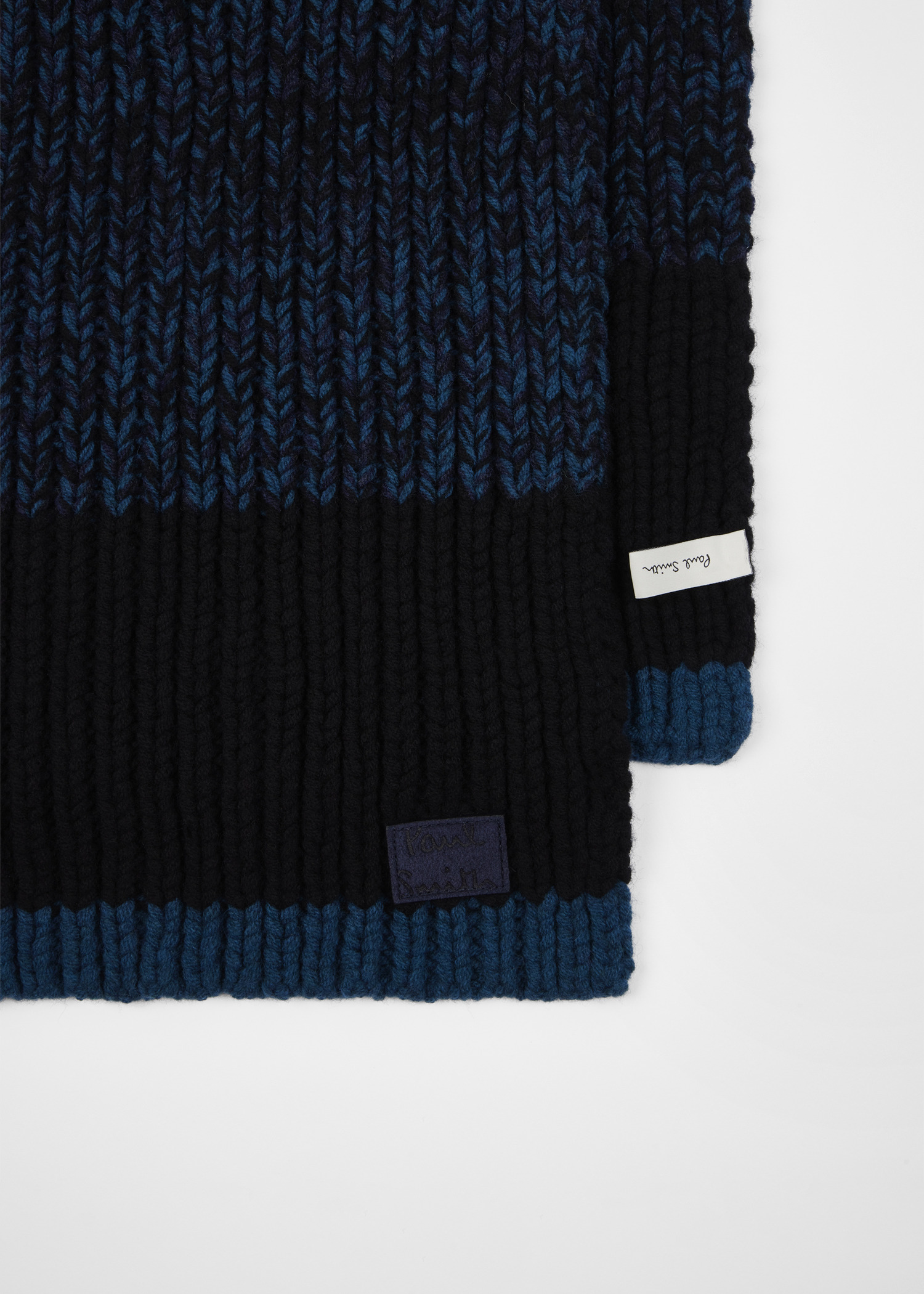 Navy and Black Twisted Yarn Block Stripe Scarf - 4