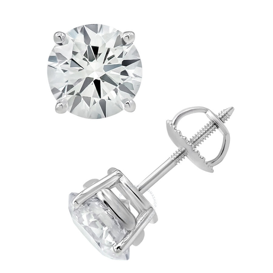 Brilliant Diamond - Brilliant Diamond 14KT White Gold 3.00 Carat Round Cut Lab Grown Diamond Stud Earrings for Women - 3