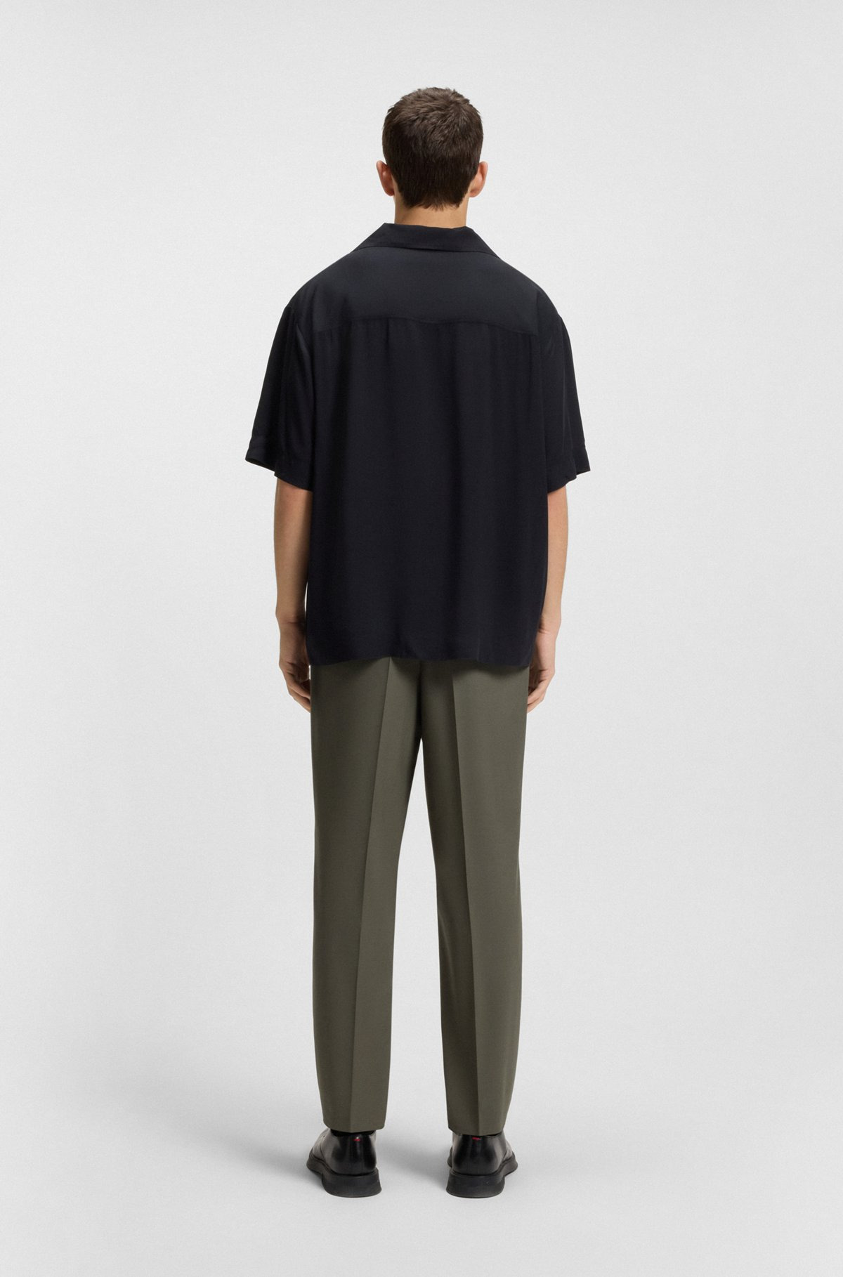 SLIM-FIT TROUSERS IN WOOL POPLIN - 4