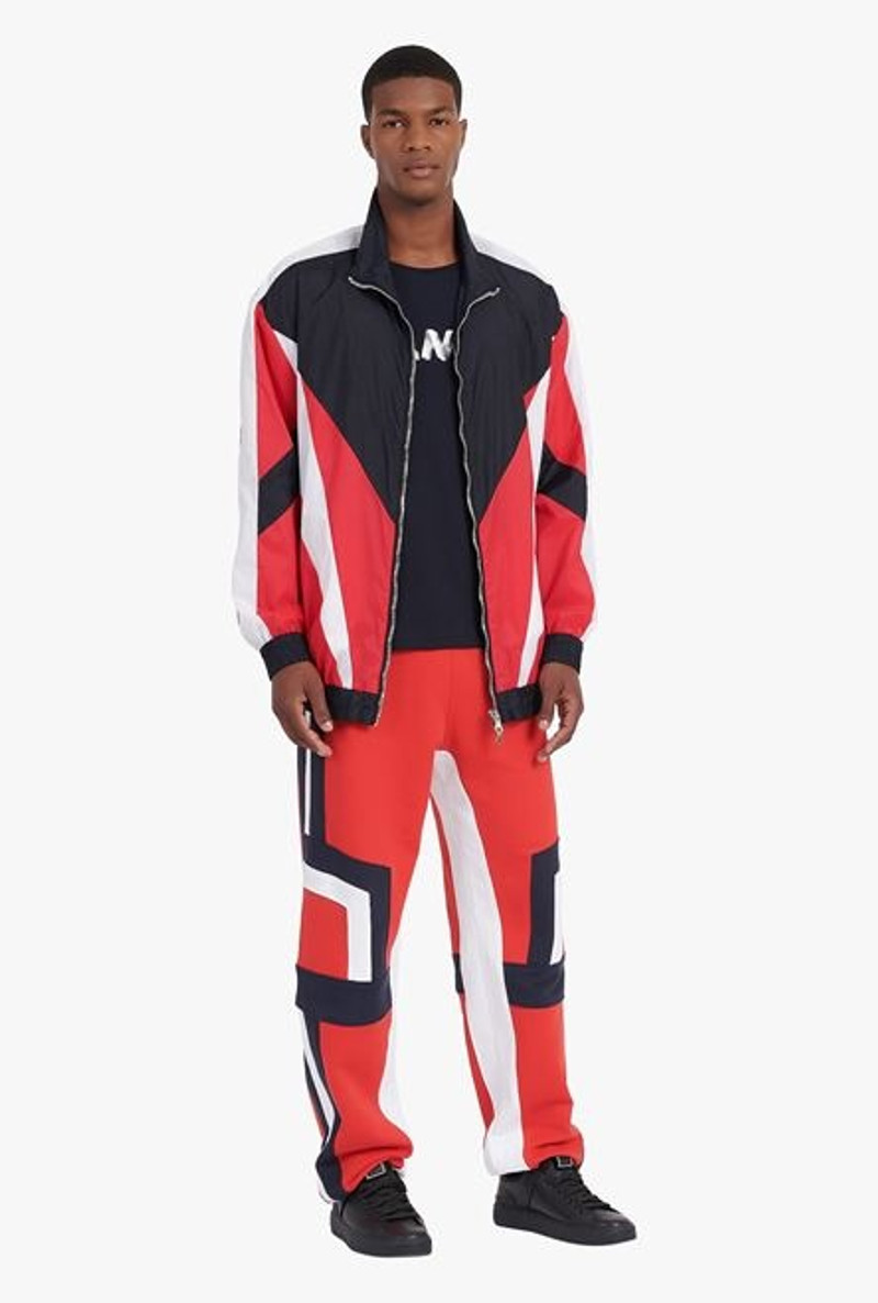 Balmain Red, navy blue and white eco-designed cotton sweatpants with embossed Balmain logo outlook