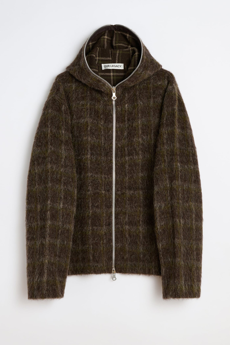Full Zip Hood Dorf Check Hairy Wool 1