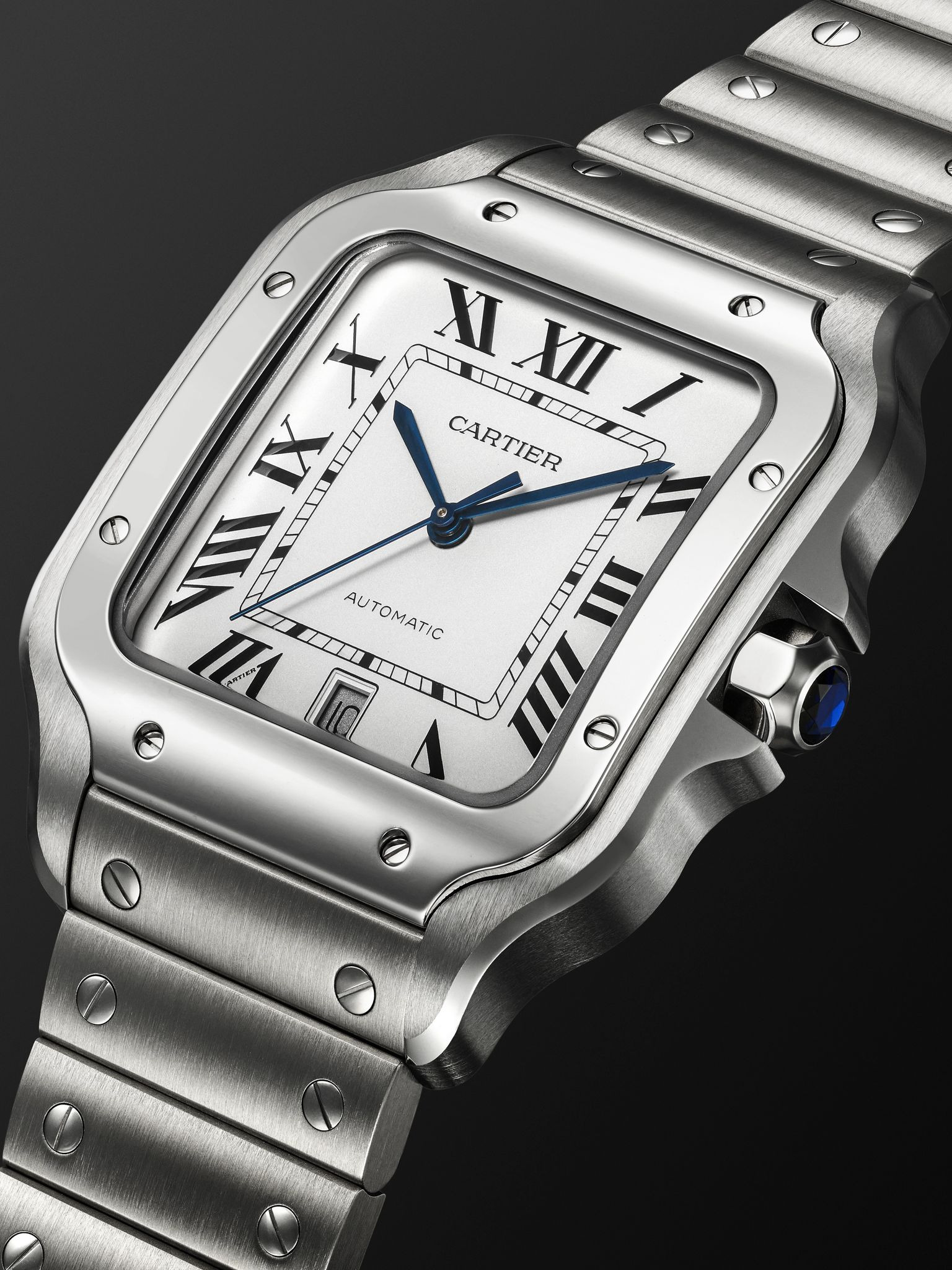 Santos Large Automatic 39.8mm Interchangeable Stainless Steel and Leather Watch, Ref. No. CRWSSA0018 - 3