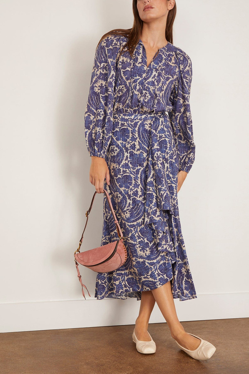ULLA JOHNSON Brea Long Sleeve Blouse in Ocean outlook
