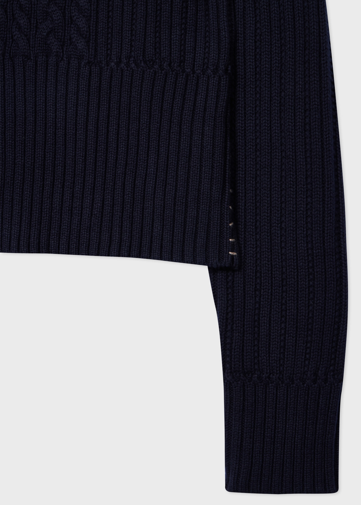 Navy Crew Neck Cable Knit Sweater - 2