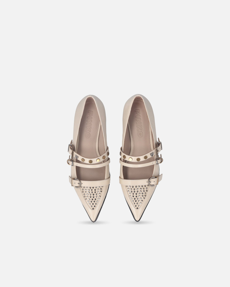 POINTED-TOE LEATHER BALLERINAS WITH STUDS 9