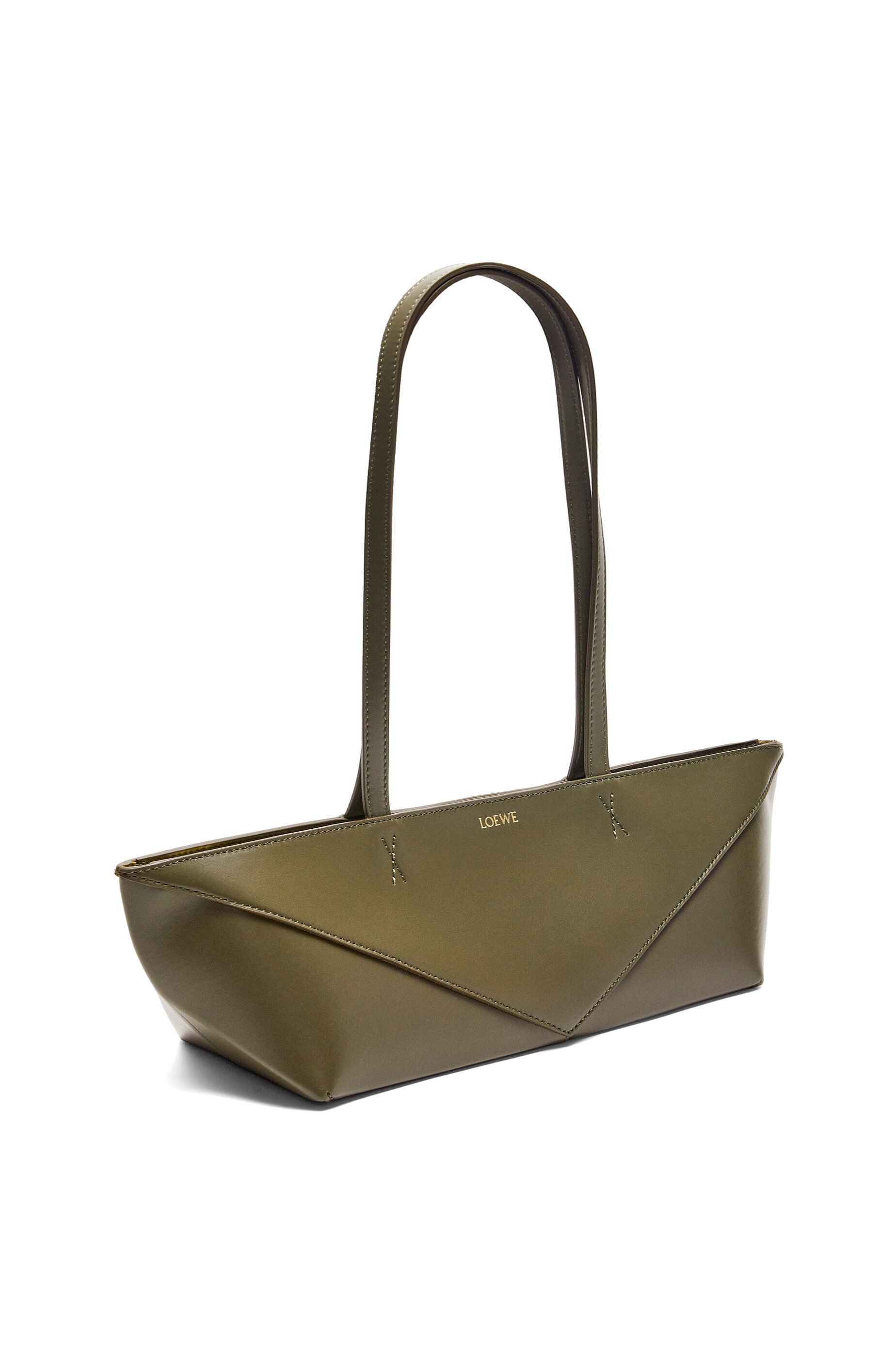 Loewe Cropped Puzzle Fold bag in shiny calfskin | REVERSIBLE