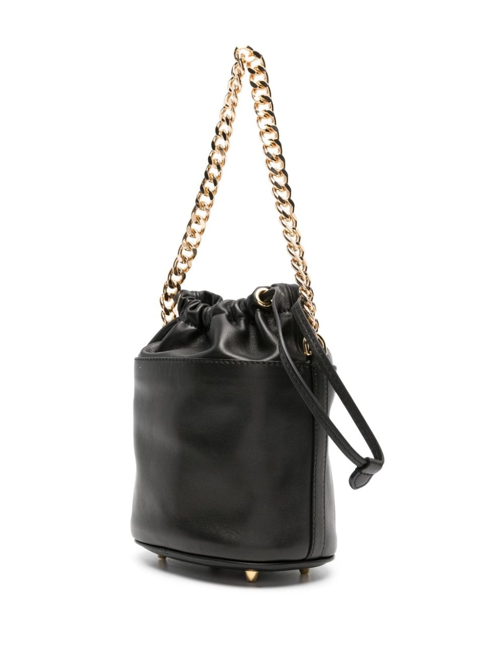 logo-plaque leather bucket bag - 3