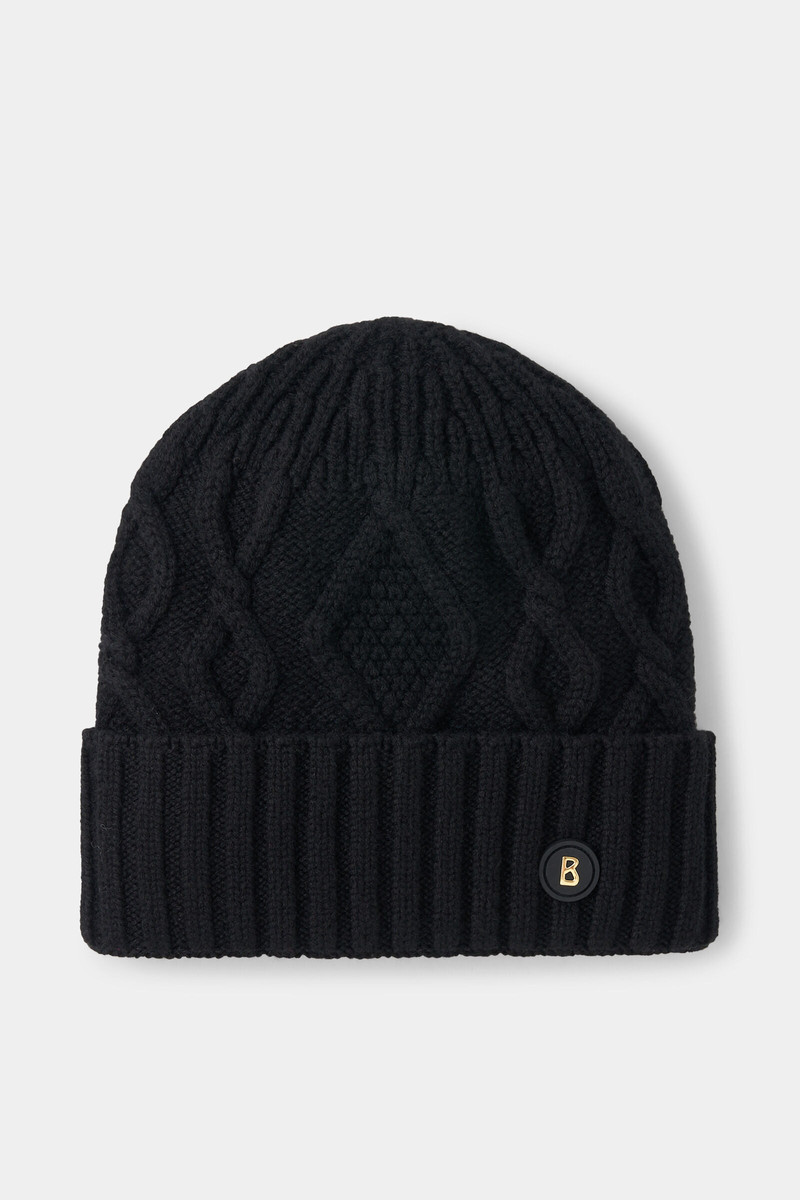 Jamila knitted cashmere hat in Black 1