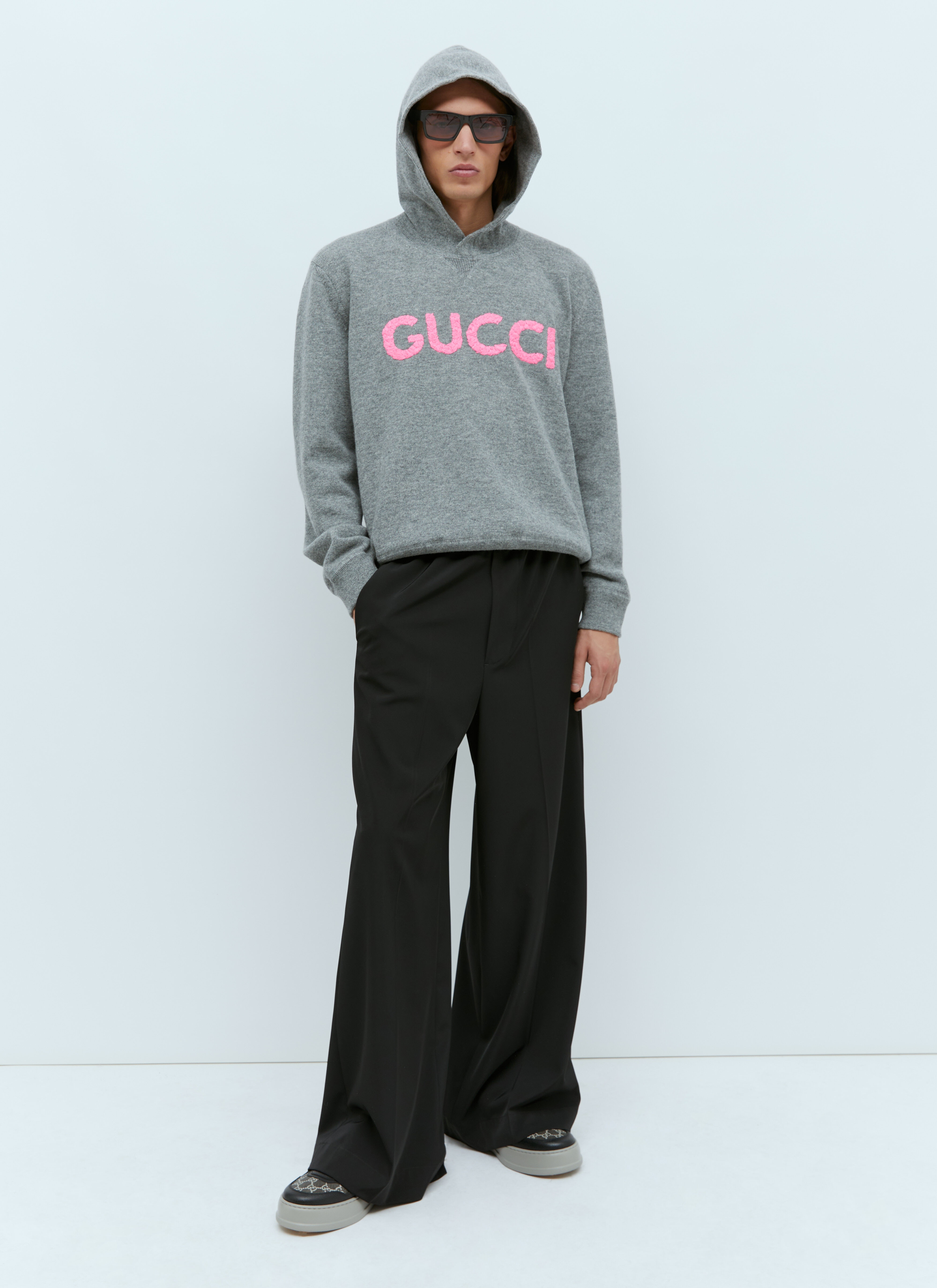 GUCCI＊Logo-embroidered wool hoodie ロゴパーカー＊送料込 GUCCI Logo Embroidery Wool Hooded Sweatshirt | lncc | REVERSIBLE