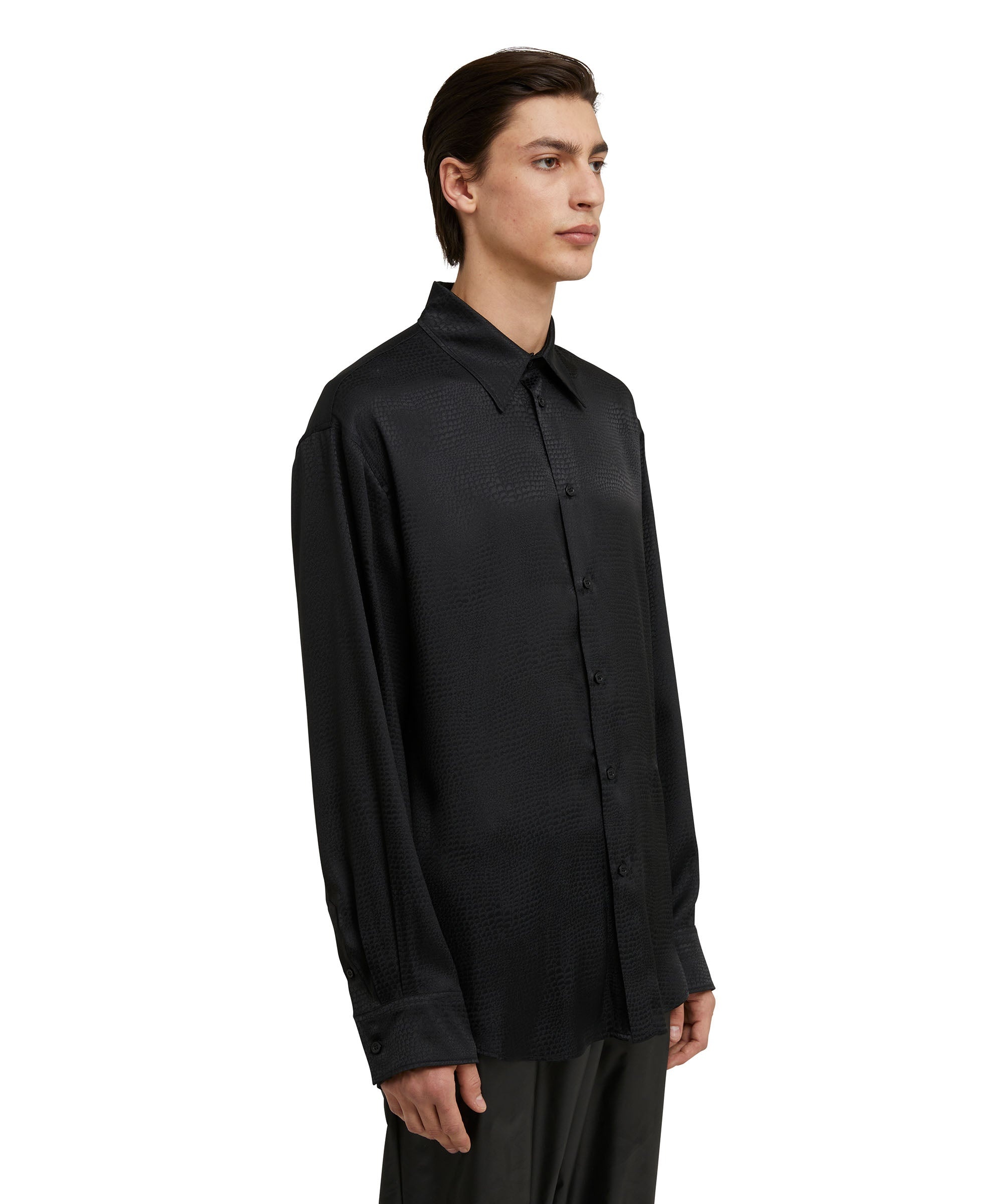 Solid color cellulose "Croco Satin" shirt - 4