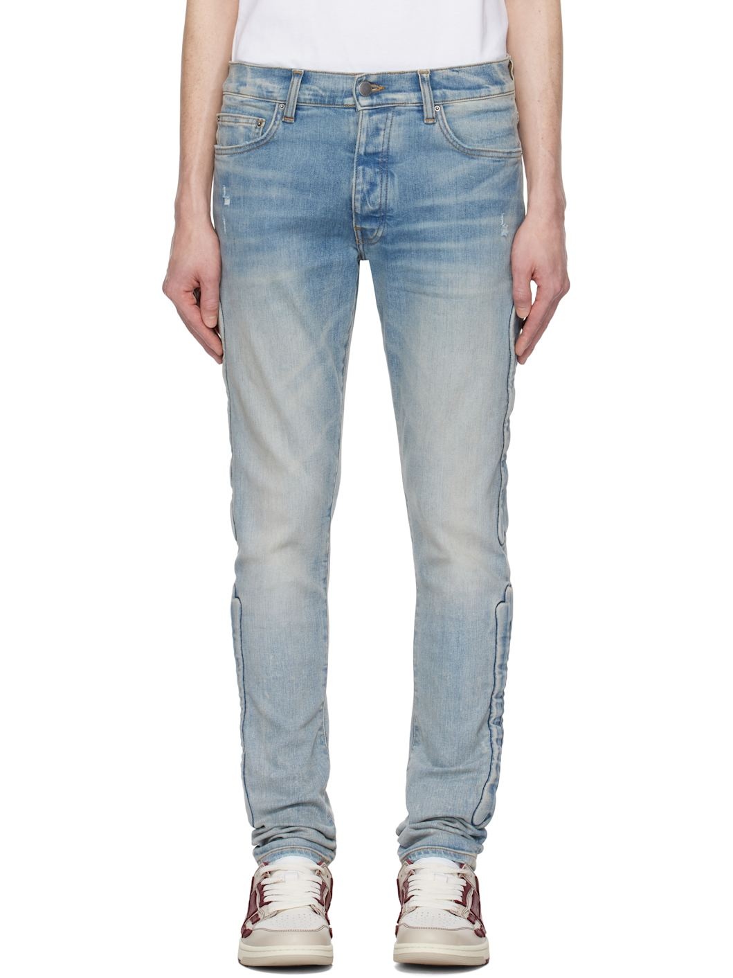 Blue 3D Bones Skinny Jeans - 1