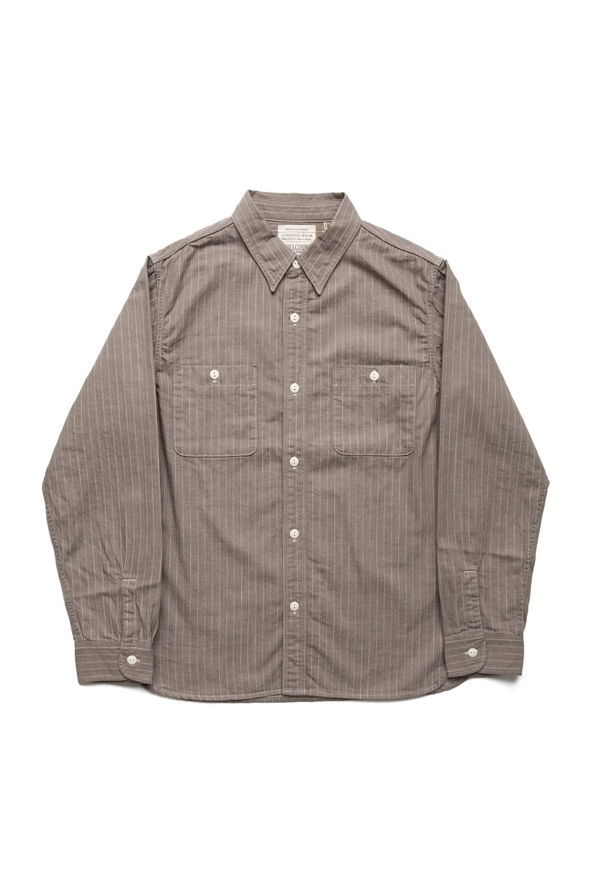 Herringbone Pencil Stripe Work Shirt - Grey - 1