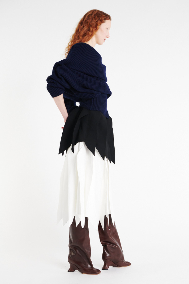 A-LINE SKIRT WITH PANEL BLACK WHITE 3