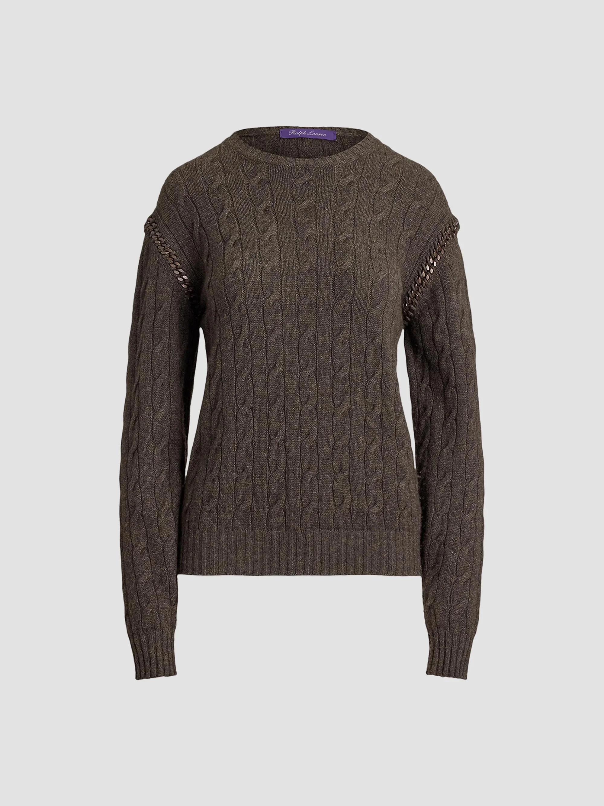 Women's Cable-Knit Cashmere Chain Sweater - Taupe Grey - 1