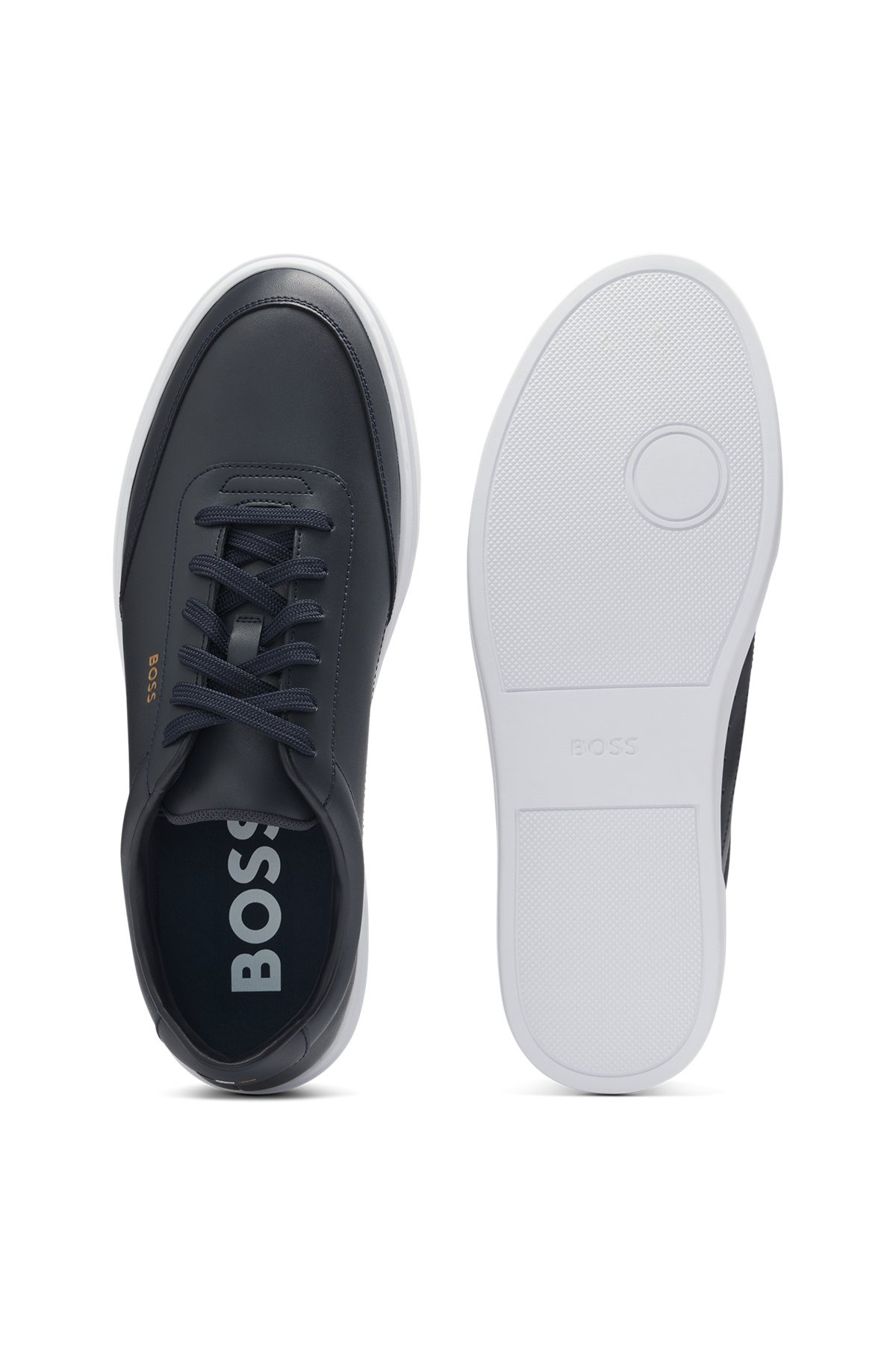COATED-LEATHER TRAINERS WITH GOLD-TONE LOGO - 4