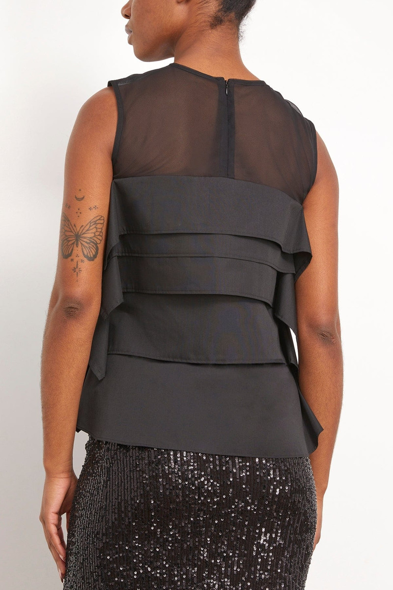Chiffon Mix Cotton Poplin Pullover in Black 4